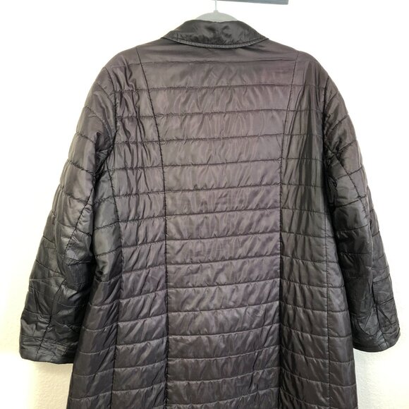 Lands' End Black Long Puffer Coat Women's 16W Snap Button Fall Winter Warm Cozy - Picture 11 of 12